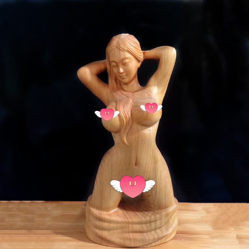 黄杨木雕半跪裸美女摆件工艺品创意男士把玩人物手把件减压礼品 崖柏