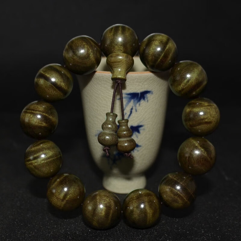 梵心閣金絲楠手串影子波紋陰沉木佛珠綠料小葉楨楠沉香級(jí)烏木文玩送禮 小葉楨楠影子波15mm*15顆