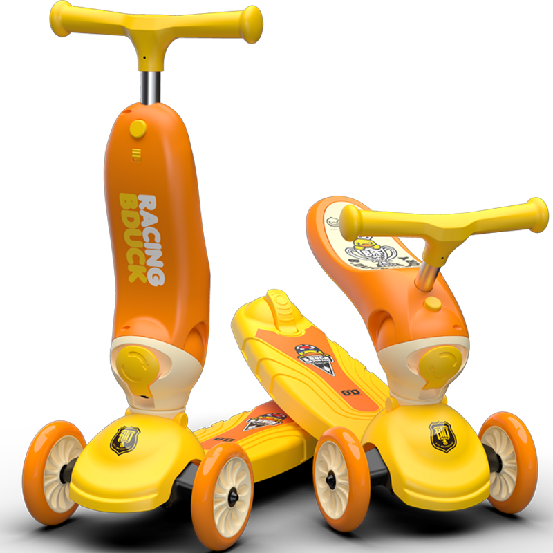 乐的（Luddy）儿童滑板车1-3-6岁小孩玩具车滑滑车男女宝宝扭扭脚踏车滑步车溜溜车闪光轮 1002小黄鸭