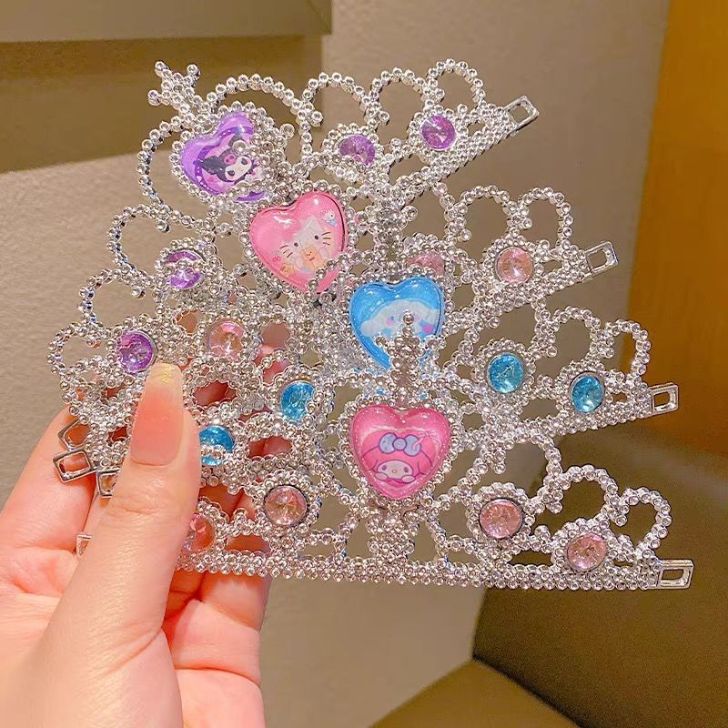 伊莉洛 儿童皇冠头饰水晶发箍小魔仙艾莎公主发卡发饰魔法棒生日礼物 库洛米皇冠【3件套】