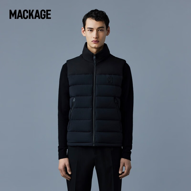 mackage城市穿型系列-男女 bobbie立领中性羽绒马甲背心户外 黑色 38