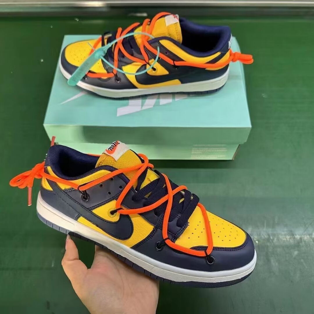 dunk low联名ow绑带莆田aj情侣鞋男女鞋2024新款黑曜低帮 ow黑曜石