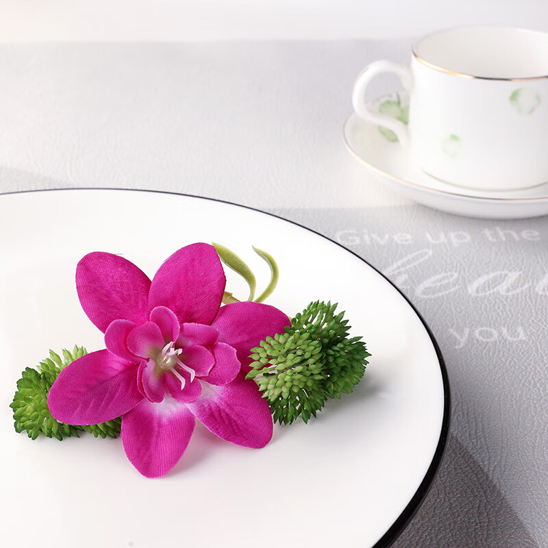 纤叶酒店餐厅仿真兰花冷菜餐饮刺身摆盘装饰花草菜品盘饰创意小摆件