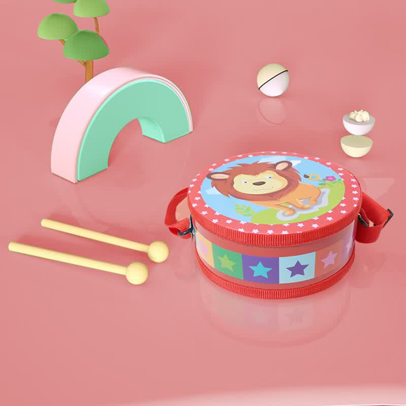 酷尔多 卡通双面鼓【红边狮子】 木质儿童打击鼓奥尔夫乐器手敲鼓幼儿园高性价比高么？