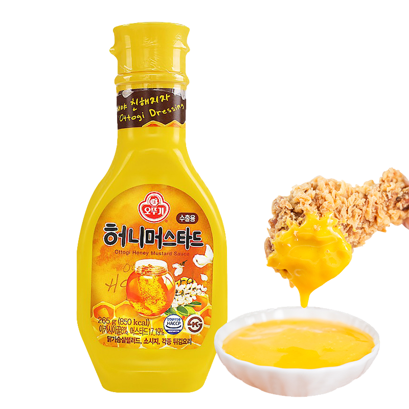 韩国不倒翁牌 原装进口 蜂蜜芥末酱 黄芥末酱沙拉酱 热狗汉堡三明治炸鸡蘸酱调味酱265g