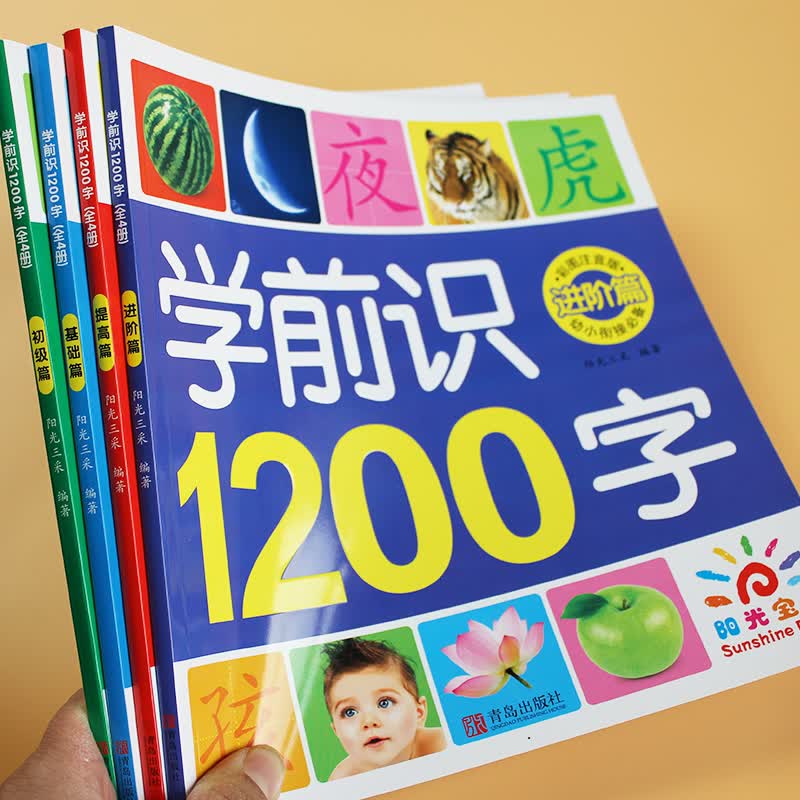 看图识字卡片 儿童认字3-6岁宝宝认知早教幼儿园学汉字 全4册共1200字