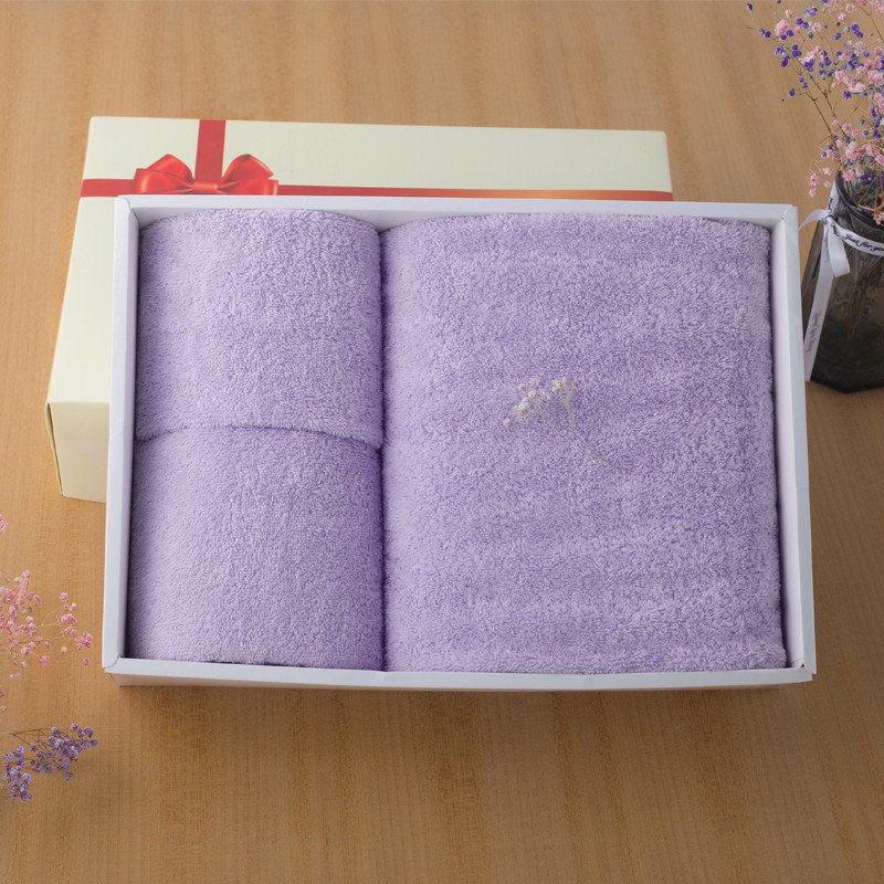 内野（UCHINO）绚丽棉柔浴面方三件套礼盒V紫色