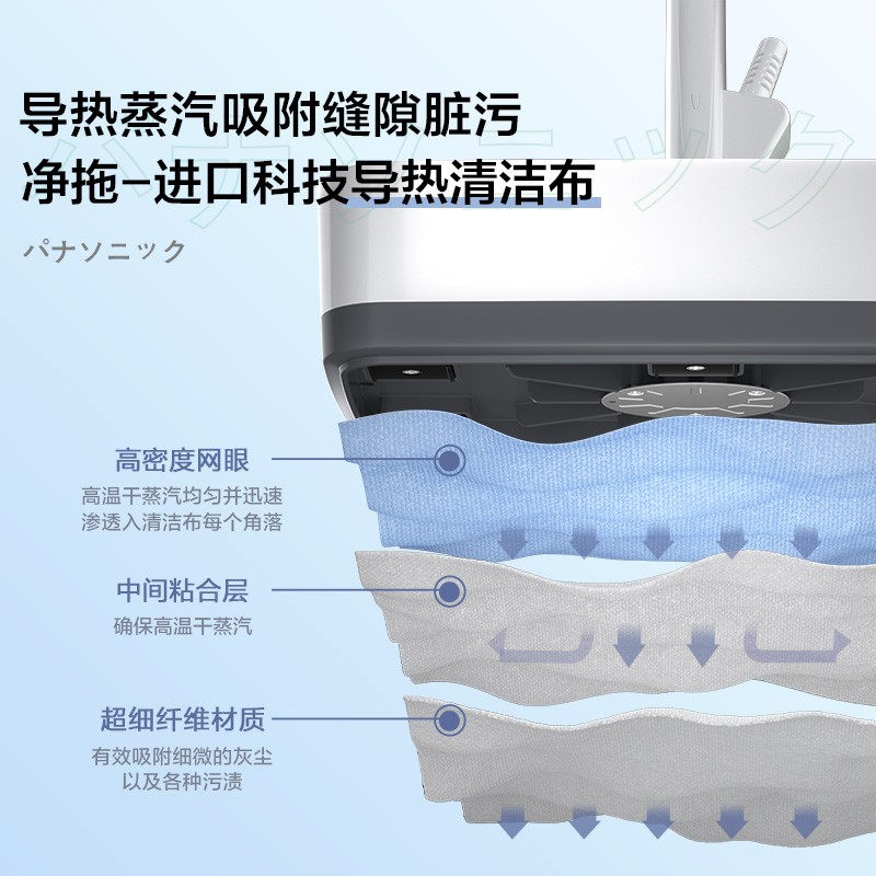 松下Panasonic MC-S5G 清洁机蒸汽拖把蒸汽清洁机 杀菌除螨手持电动拖把 拖地神器 （翡冷翠）