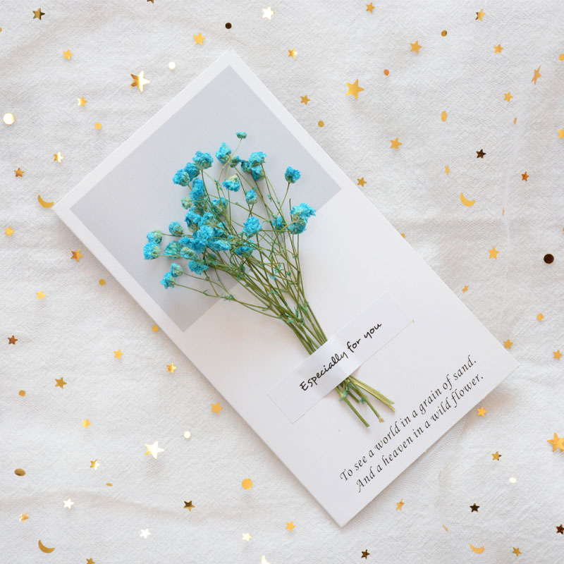 商务留言卡对折卡片婚礼祝福圣诞节贺卡新年卡片 蓝色满天星【3张】