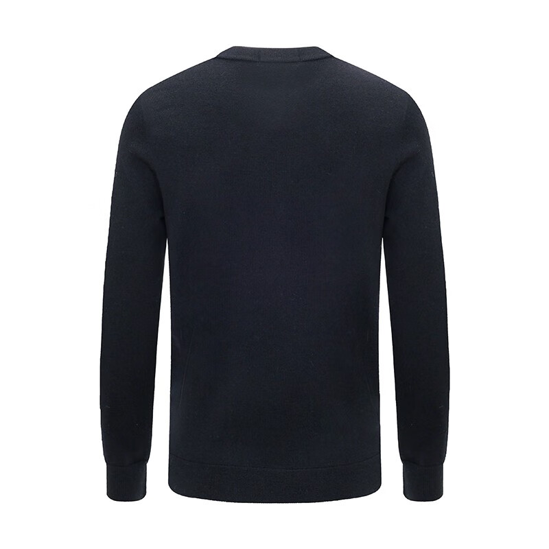 Navigare意大利小帆船男士羊毛衫时尚圆领纯羊毛打底衫通勤抗菌男装毛衣 暗夜黑 XL/52