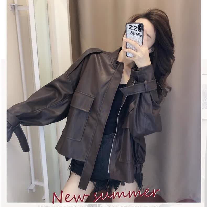 罗蒙（ROMON）蓝淋皮衣外套2023年新款女春秋法式时尚休闲宽松机车夹克百搭上衣 板栗色 S怎么看?