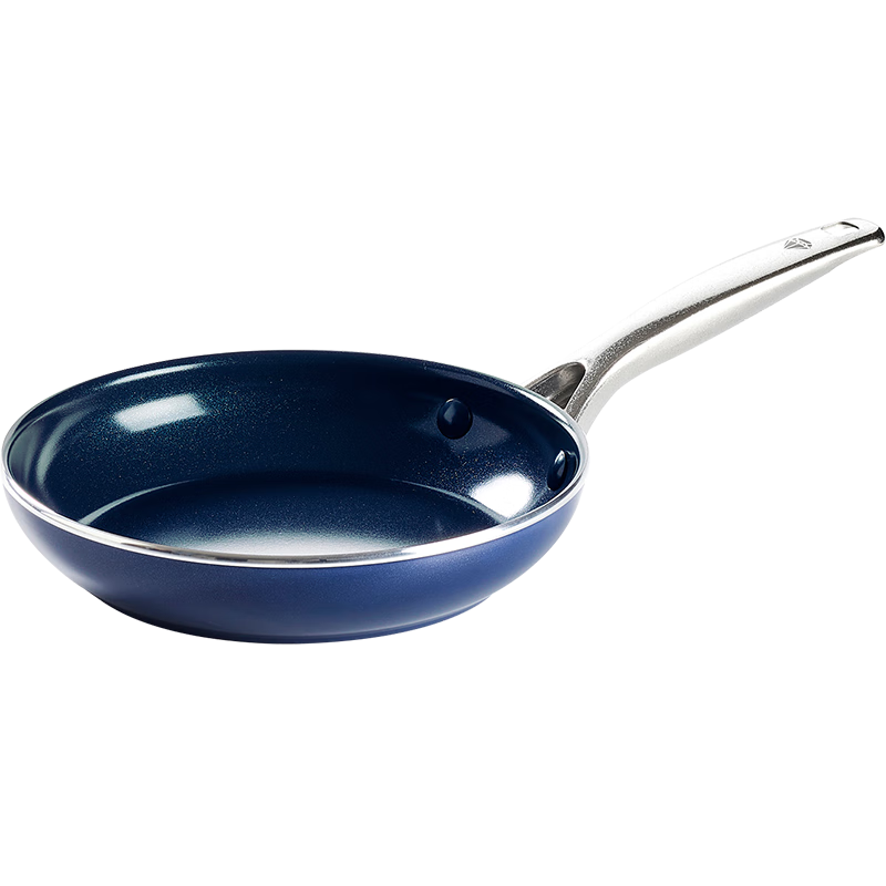 BLUE DIAMOND蓝钻平底锅钻石不粘锅陶瓷煎锅煎蛋家用燃气灶电磁炉通用牛排煎锅 配盖 20cm 8