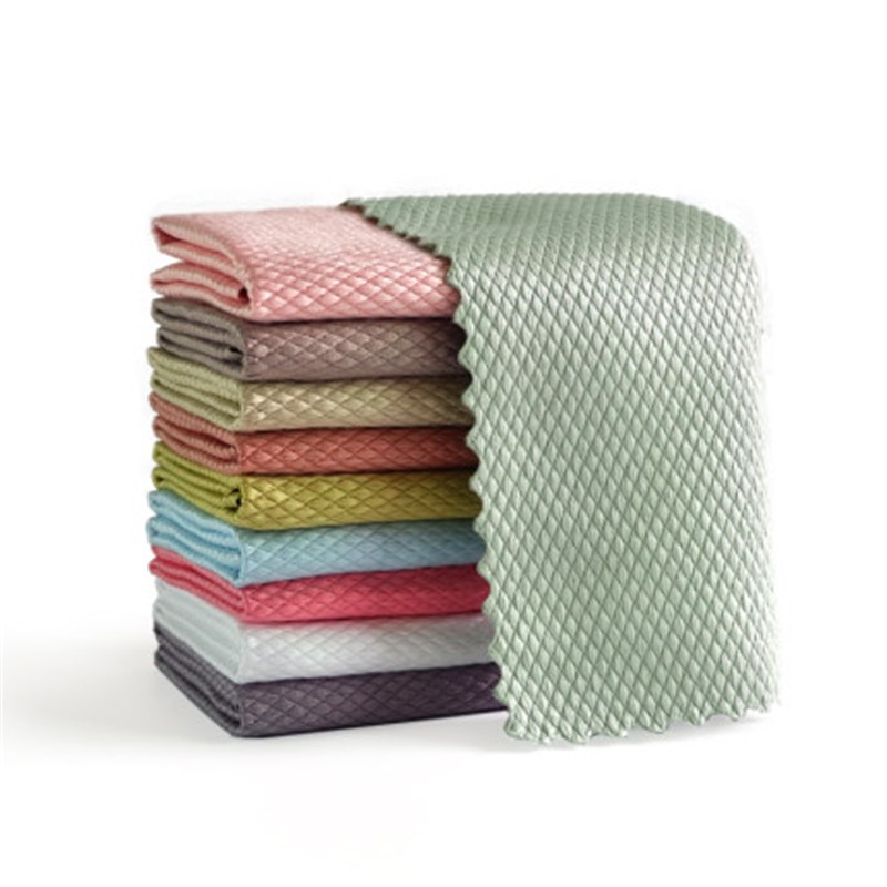 擦玻璃毛巾不易掉毛不易留水渍擦玻璃鱼鳞抹布家务清洁布纤雅洁 鱼鳞格素色10条(30*40cm)简装