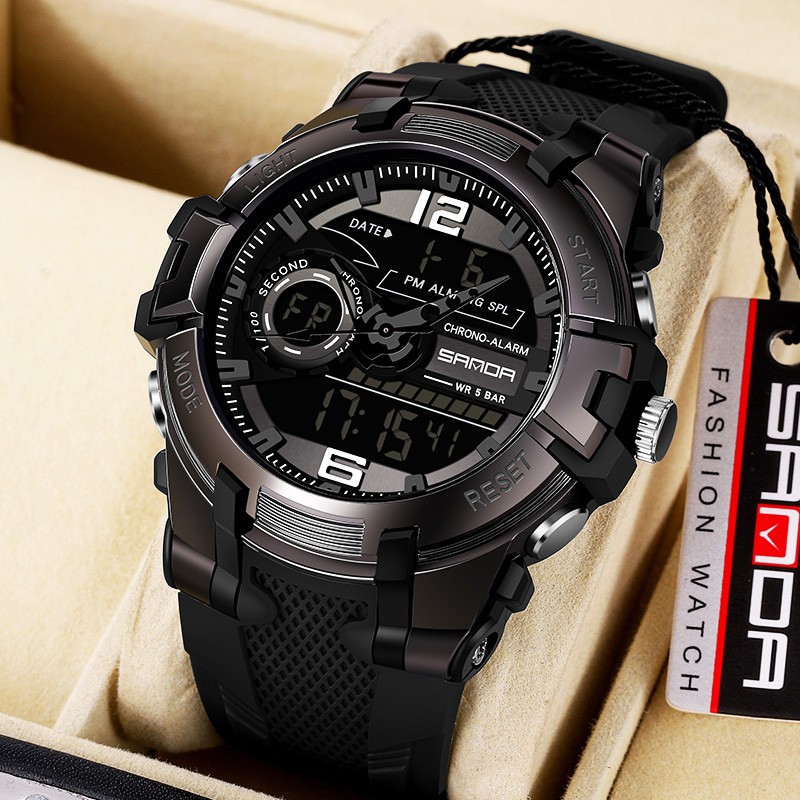 三达(sanda)手表男士初中高中学生潮流青少年时尚运动防水防摔多功能