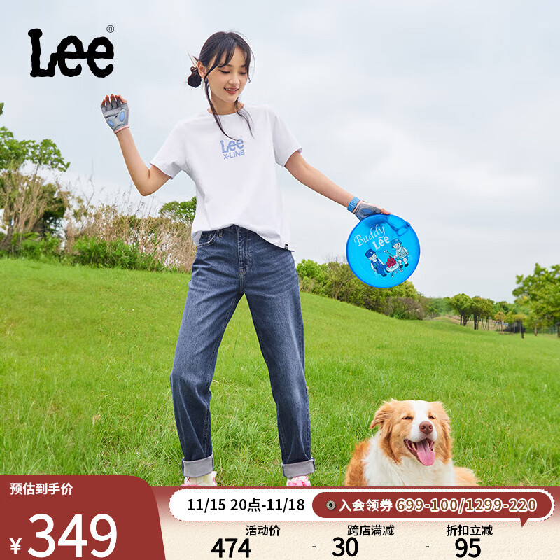 Lee411舒适高腰小直脚中深蓝色水洗女款牛仔长裤休闲潮A5662 中深蓝(25裤长) 26(100-110斤可选)