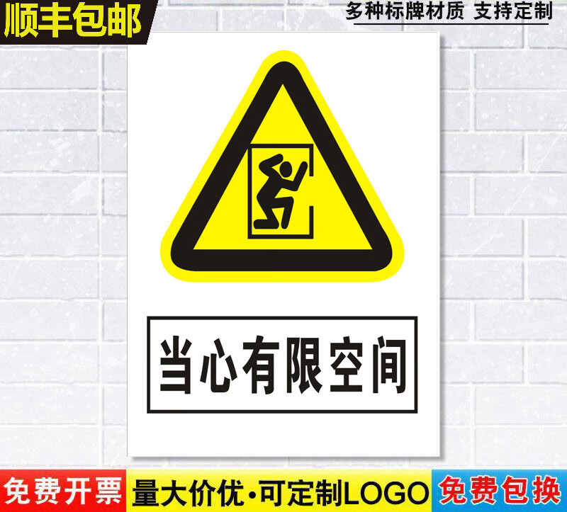 当心有限空间安全风险告知牌 警示牌受限空间危险作业告知卡标识告示