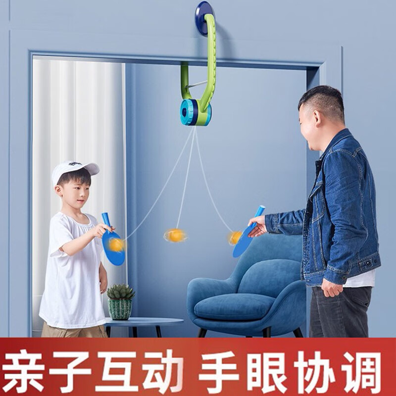 浙睿儿童自练悬挂式乒乓球训练器室内亲子感统训练悬浮追视力手眼协调 悬挂式乒乓球训练器+2拍+4球