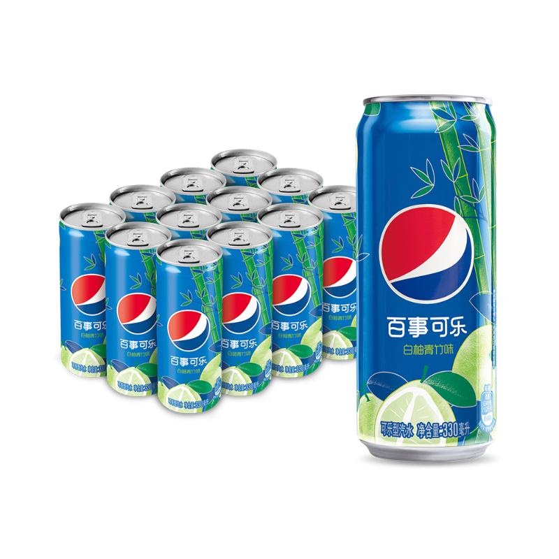 百事可乐 Pepsi 太汽系列 白柚青竹口味 整箱 细长罐 330ml*12听