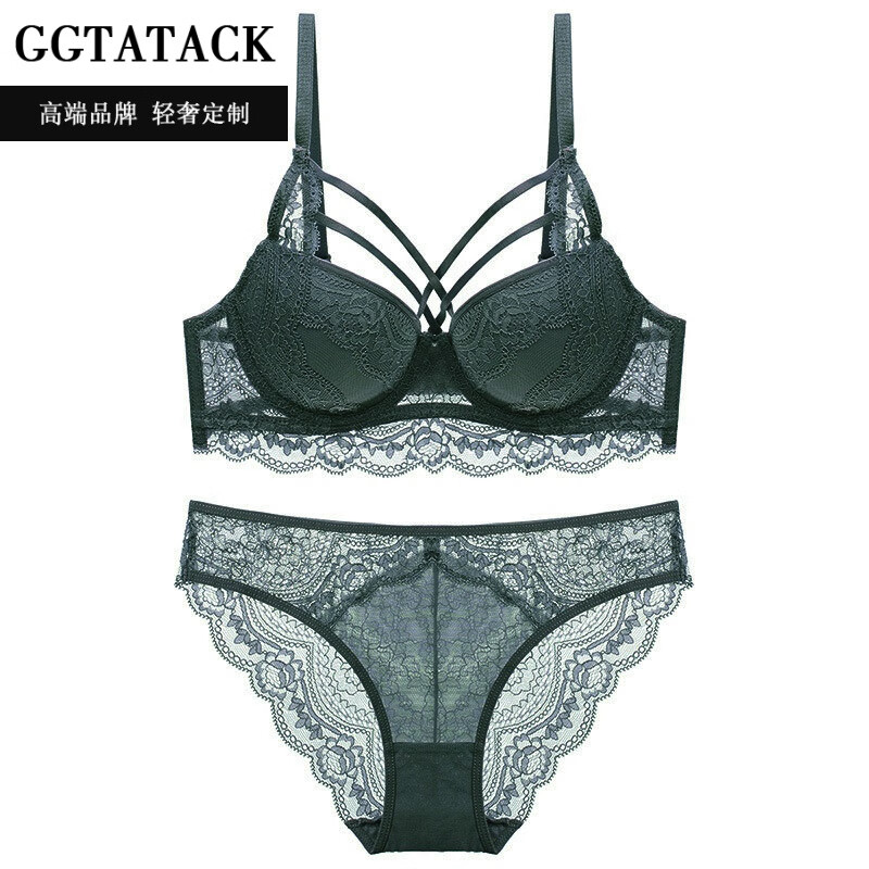 品牌轻奢法式性感蕾丝小胸显大聚拢舒适中模杯胸罩上托欧美内衣潮