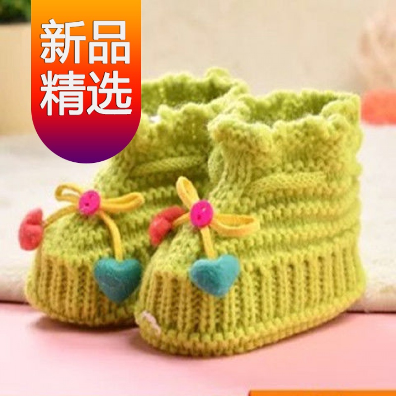 【新年装】婴儿毛线鞋新生婴儿鞋0-6个月婴儿手工毛线宝宝步前鞋成品