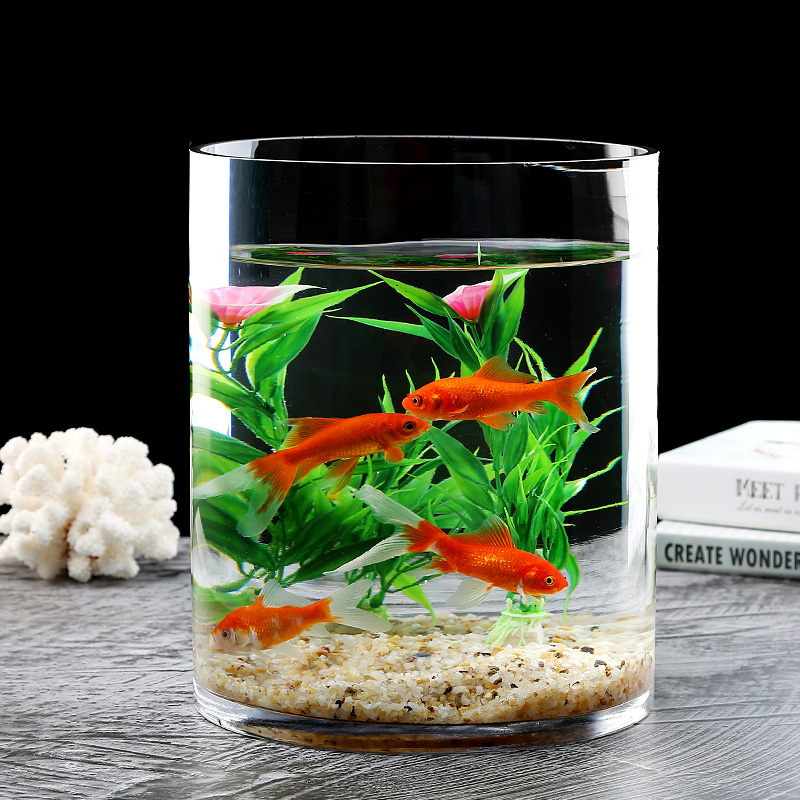 宝宠派 超白加厚大小号玻璃圆柱鱼缸 客厅家用落地圆形鱼缸 圆柱形