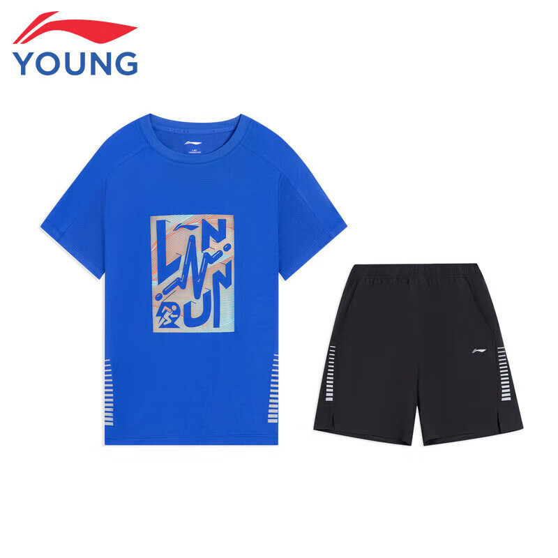 李宁（LI-NING）YS童装儿童运动套装男小大童短袖短裤亲肤休闲训练比赛篮球服11