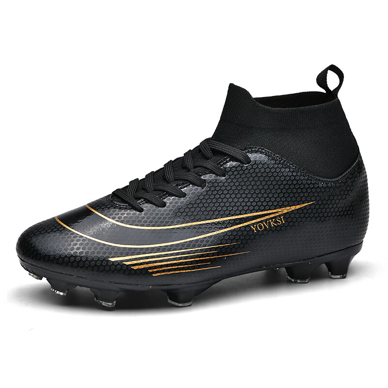 yxyr新款c罗刺客足球鞋男女儿童防滑梅西学生室内训练鞋 长钉z81黑色