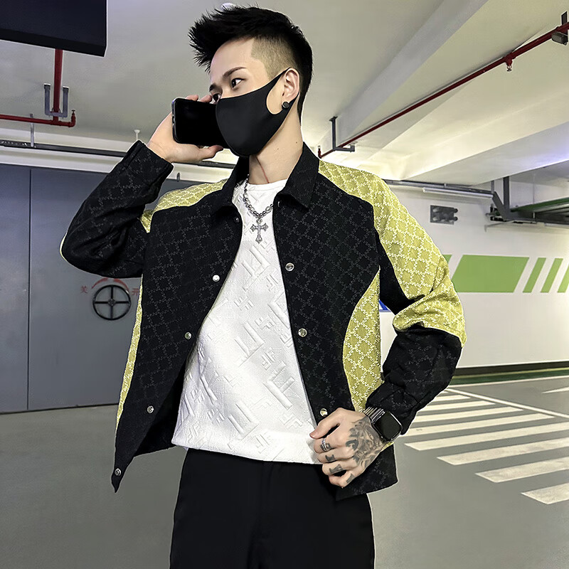 季法嘉社会精神小伙立领修身外套男春秋季潮牌休闲夹克男士痞帅上衣服