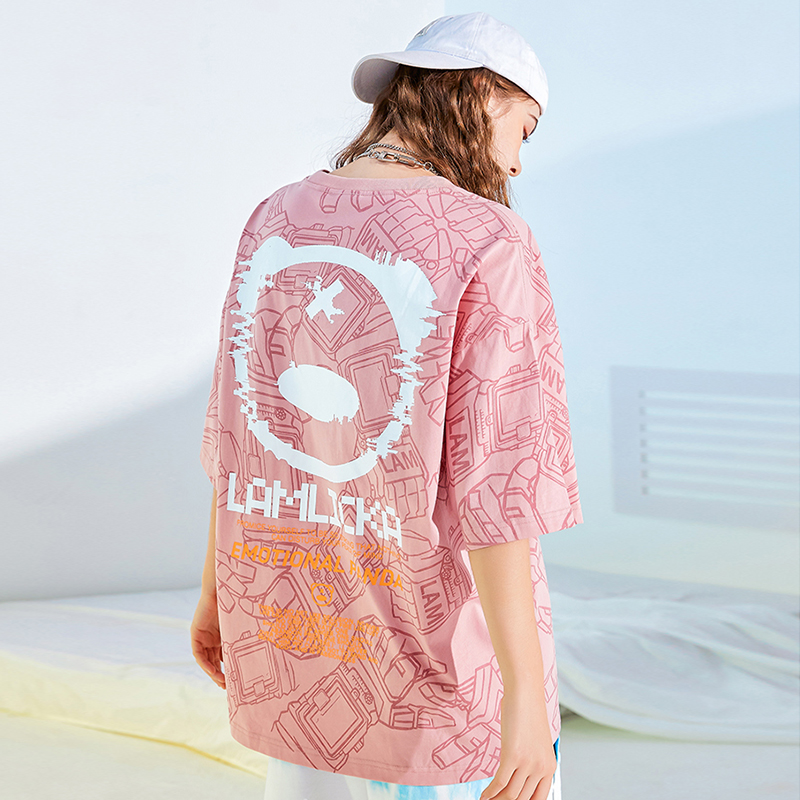 天龙致尊denon supreme短袖t恤男女潮牌2021夏季熊猫印花oversize宽松