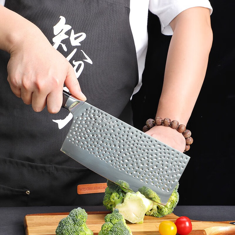 拓龍魂中式大菜刀五合鋼古法錘紋鍛打切片刀家用切肉刀廚房男士刀具 龍魂7寸菜刀