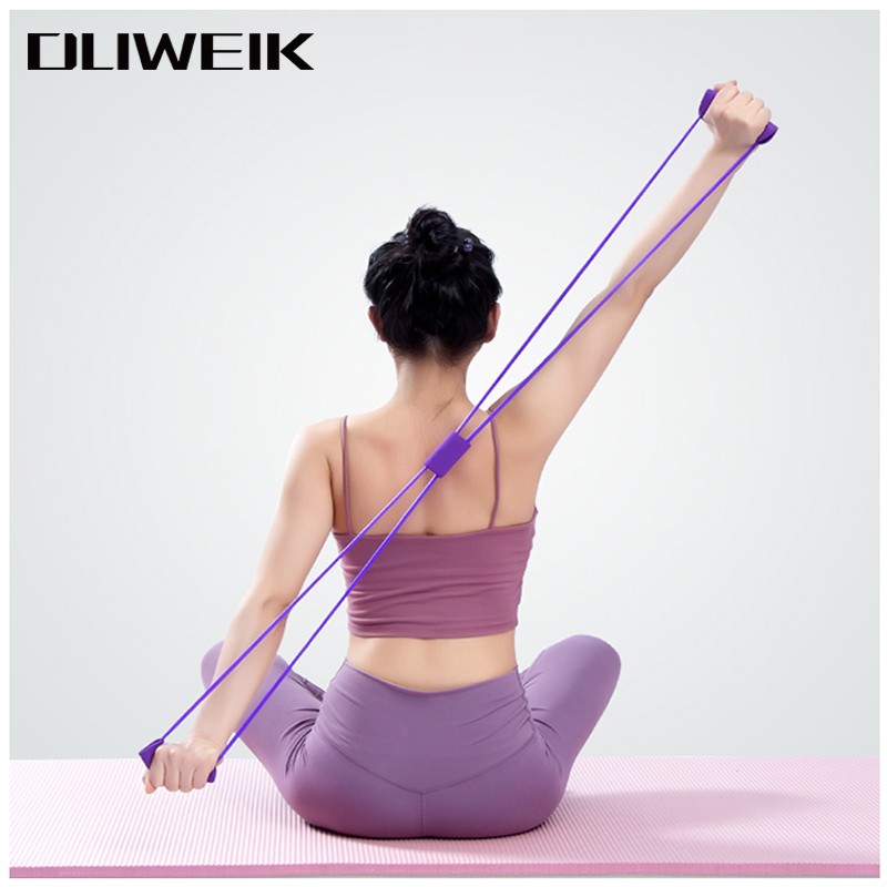 杜威克 8字拉力器拉力绳拉伸带八字弹力带背部训练瑜伽开肩美背 家用锻炼健身器材 紫色