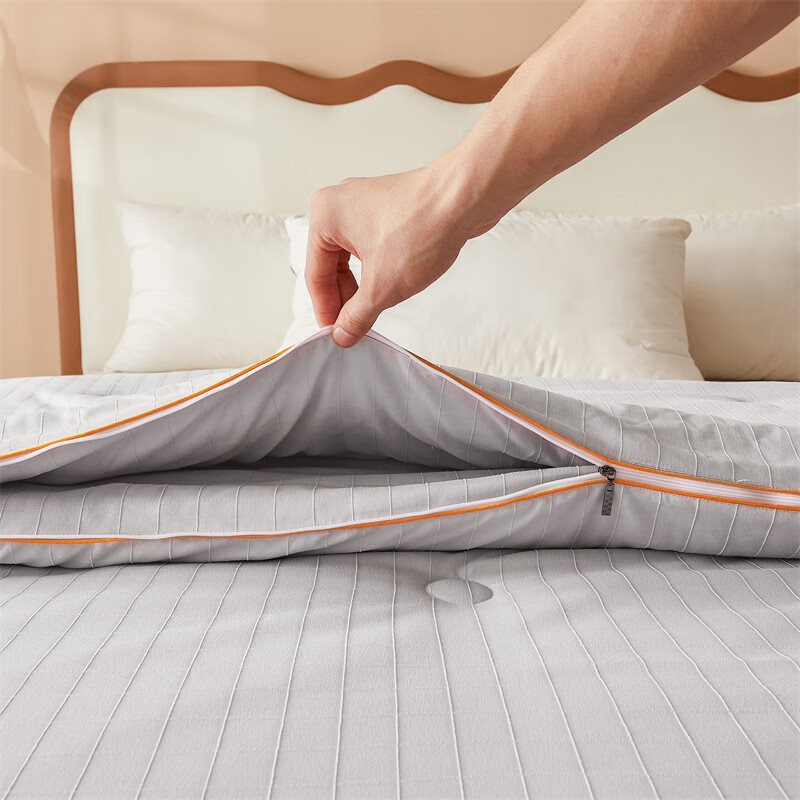 水星系列家纺正品蚕丝被100桑蚕丝被子被芯冬被结婚子母被二合一春秋被夏凉被  时尚灰-100桑蚕丝被 220X2404+8斤拉链款子母被