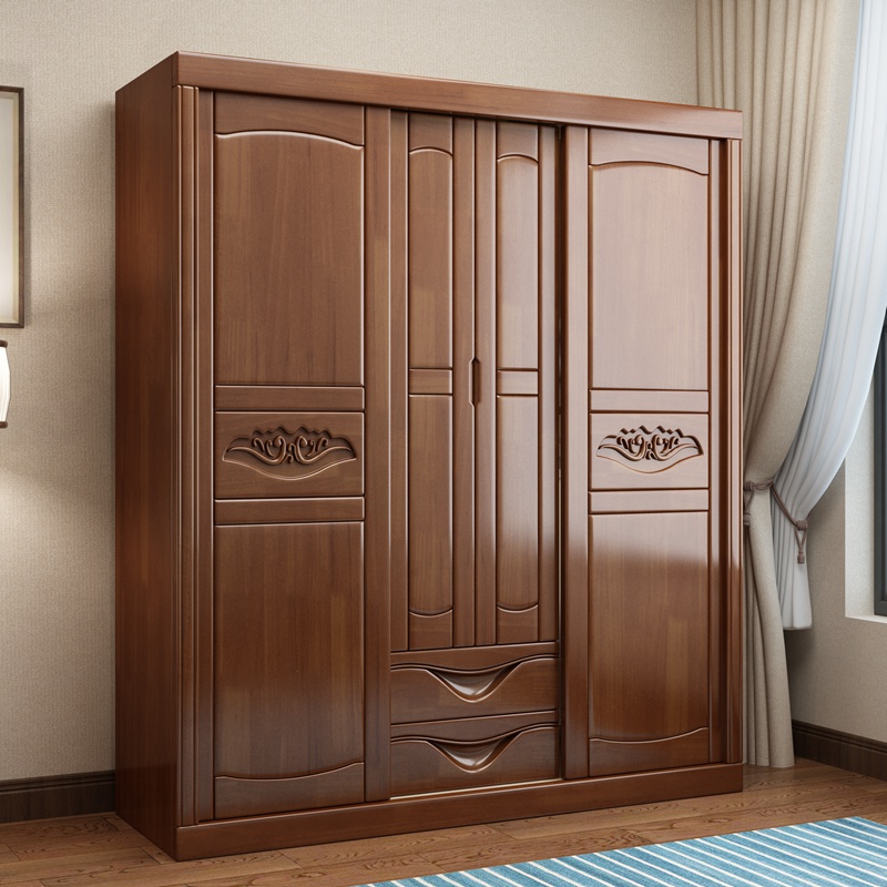 优本黛   衣柜推拉门中式实木组合橡木木质现代简约卧室小户型家用大