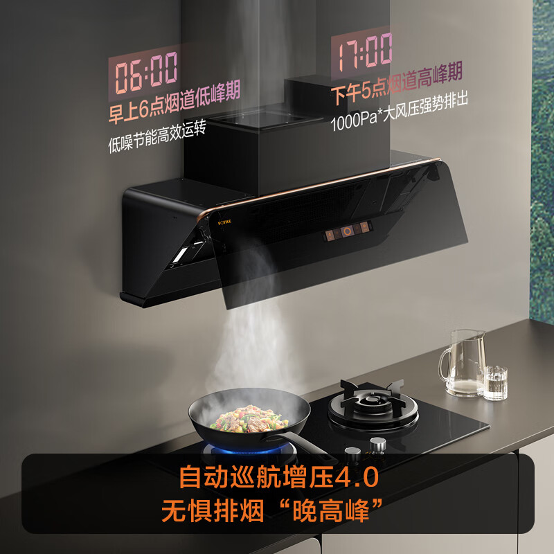 方太（FOTILE）新月抽吸油烟机灶具F1系列 家用侧吸变频24巡航风量烟灶联动01-F1A套餐天然气（三色可选）
