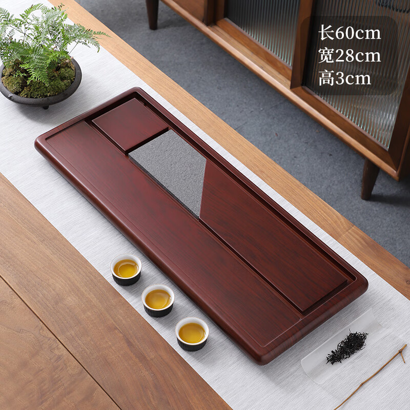 半笙茶盘家用2023新款大号长方形整块实木乌金石托盘简约排水茶海茶台