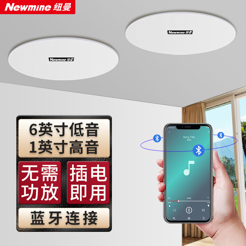 纽曼 (Newmine) G-6 无线蓝牙吸顶喇叭音响套装 家用商铺背景音乐广播同轴吊顶音箱（6英寸 一拖一）怎么样,好用不?