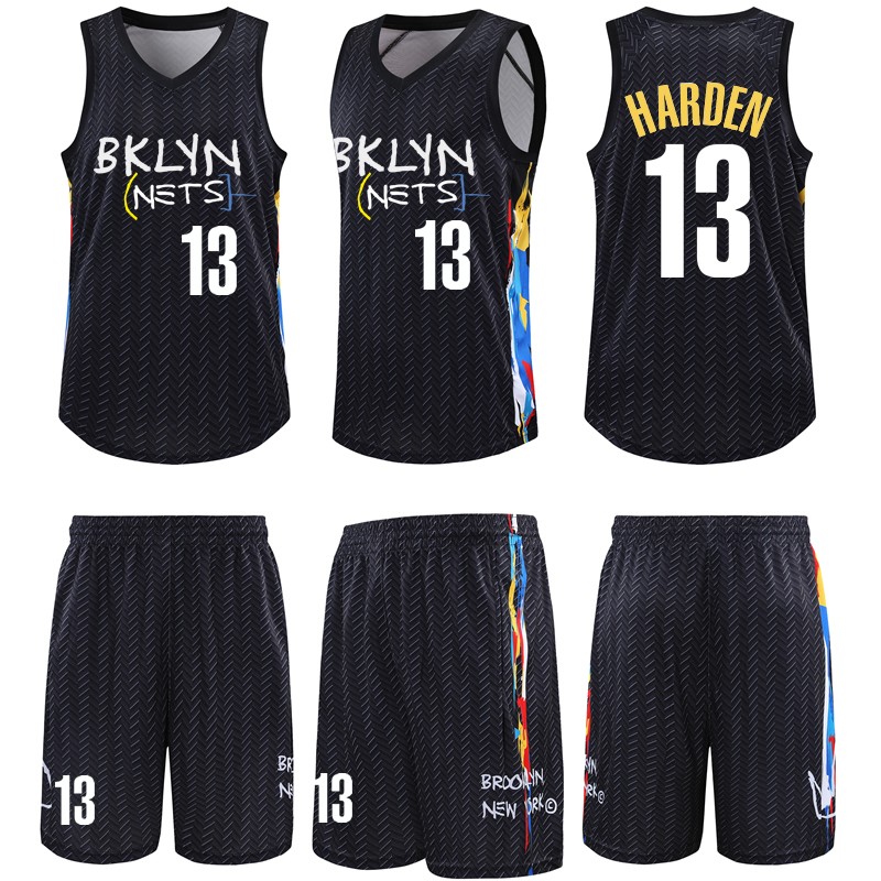 丛鸣鹿/choimer 篮网队13号哈登篮球服套装男士kd欧w城市版球衣训练