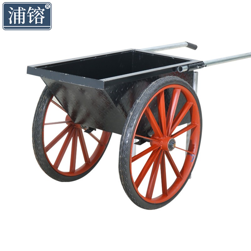 浦镕手推翻斗车加厚工地人力车推车两轮劳动车黑色大号可定制pu201
