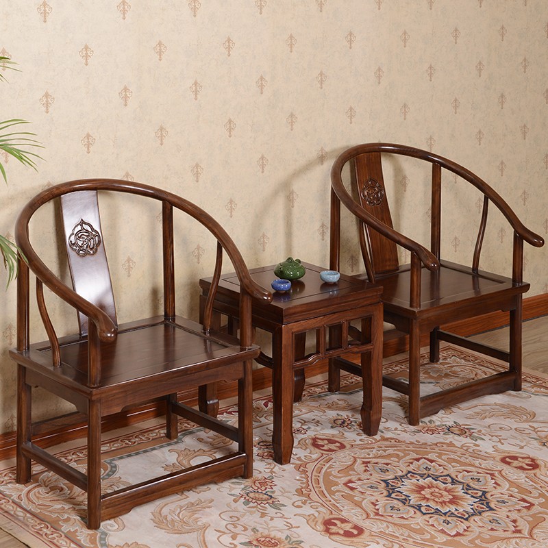 瑞呈堂 圈椅实木 家具木质中式明清古典太师椅实木 JTA88 大圈椅三件胡桃色