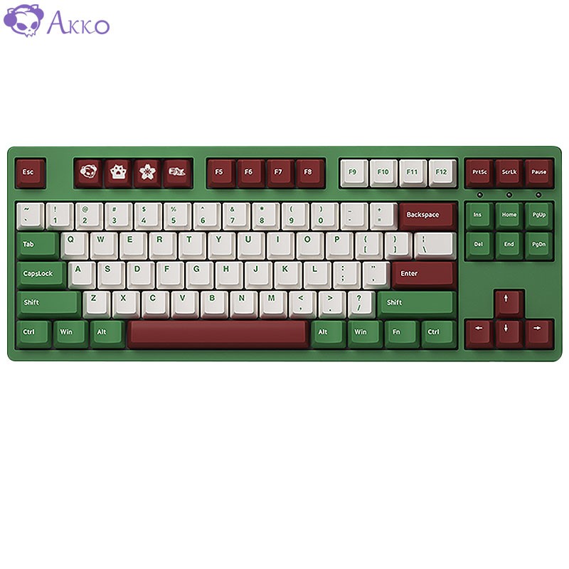 AKKO 3087 V2红豆抹茶机械键盘 游戏键盘 吃鸡键盘 电竞 无光 有线键盘 87键 笔记本键盘 AKKO粉轴