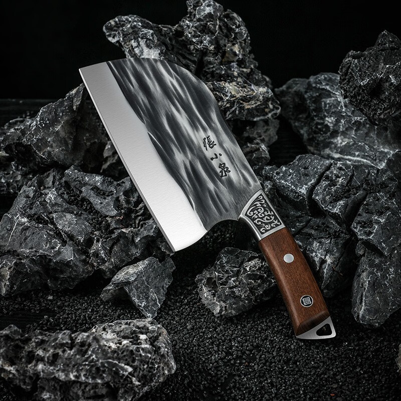 张小泉不锈钢菜刀古法手工锻打切片刀圆头女士菜刀 加固款