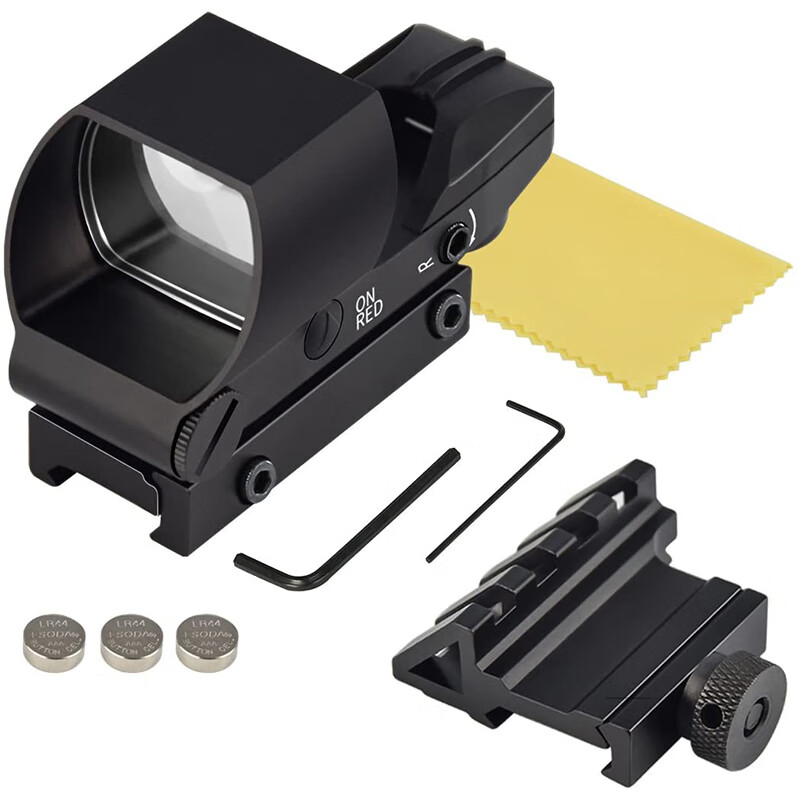 户外战术带45度侧轨红绿点瞄准镜 20mm卡槽铝合金全息四变红点 黑色