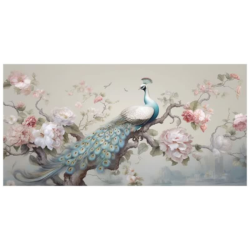 大芬梵高大芬油画村手绘装饰挂画富贵牡丹纯油画新中式孔雀画玄关客厅