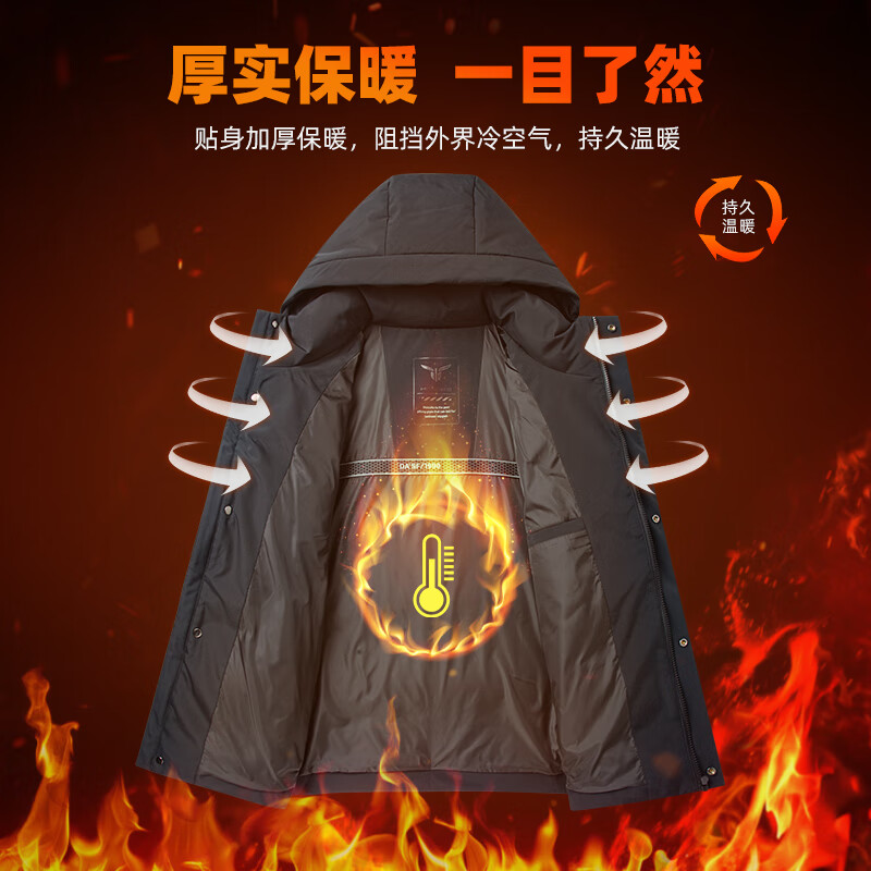 SHANSHAN杉杉【90绒压胶锁绒】男士羽绒服冬季可拆卸连帽防风保暖厚外套 黑色 XL (180) 【推荐体重125-140斤】