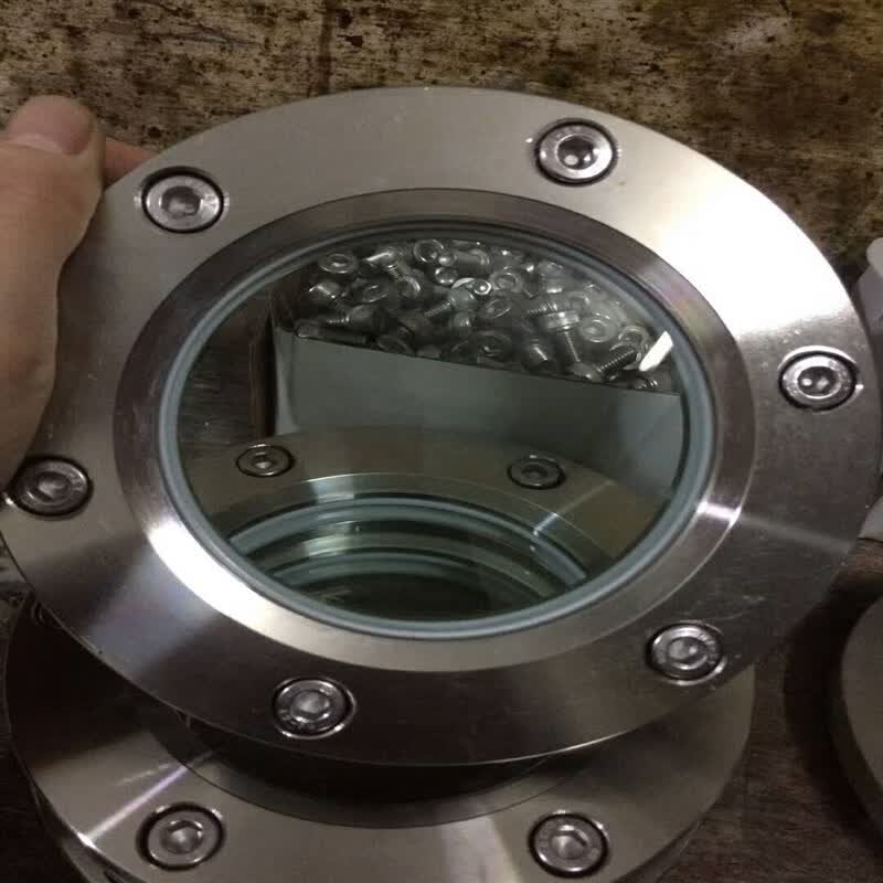 鹿色304不锈钢视镜 法兰玻璃视窗视盅 卫生级管道观察口dn100 dn40
