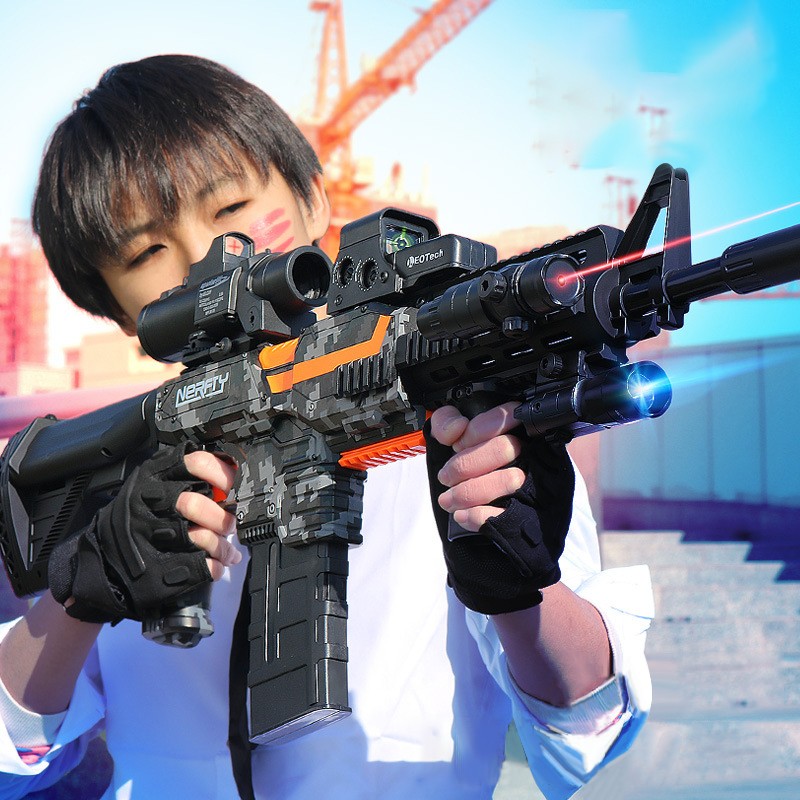 【雷朗】儿童玩具枪软弹枪男孩吃鸡套装手自一体电动突击步抢连发8-12可发射生日礼物3-5岁迷彩M416满配版