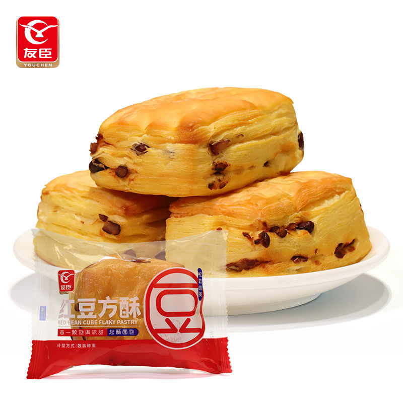 红豆方酥面包早餐蛋糕点心办公室休闲零食品小吃 友臣红豆方酥420g/(约11个)