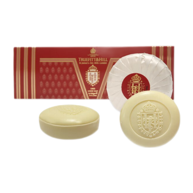 Truefitt&Hill特洛菲特手動剃須全效皂 男士剃須皂 泡沫豐富綿密 剃須伴侶 1805全效皂 150g 3塊