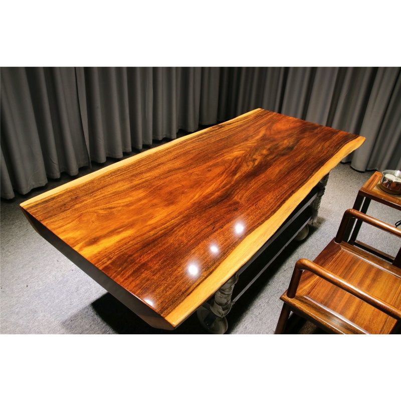 小雷家 实木大板茶桌原木茶台会议桌绿心檀办公桌工厂定制批发订金