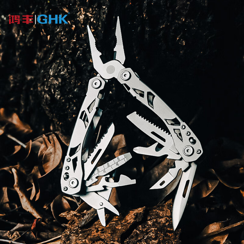 鸿丰（GRAND HARVEST）锐狮多功能折叠钳户外露营组合工具迷你剪刀便携战术装备钳子